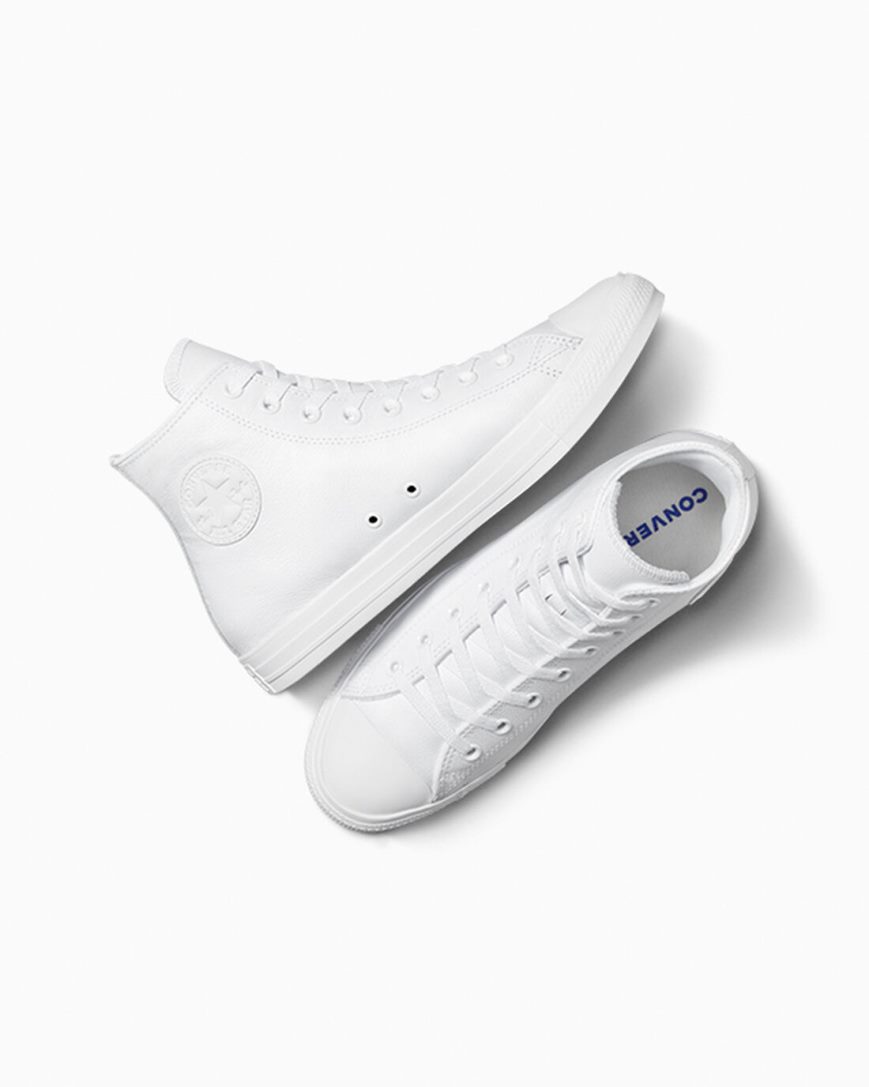 Men's Converse Chuck Taylor All Star Leather High Top Shoes White | AU 1654EK